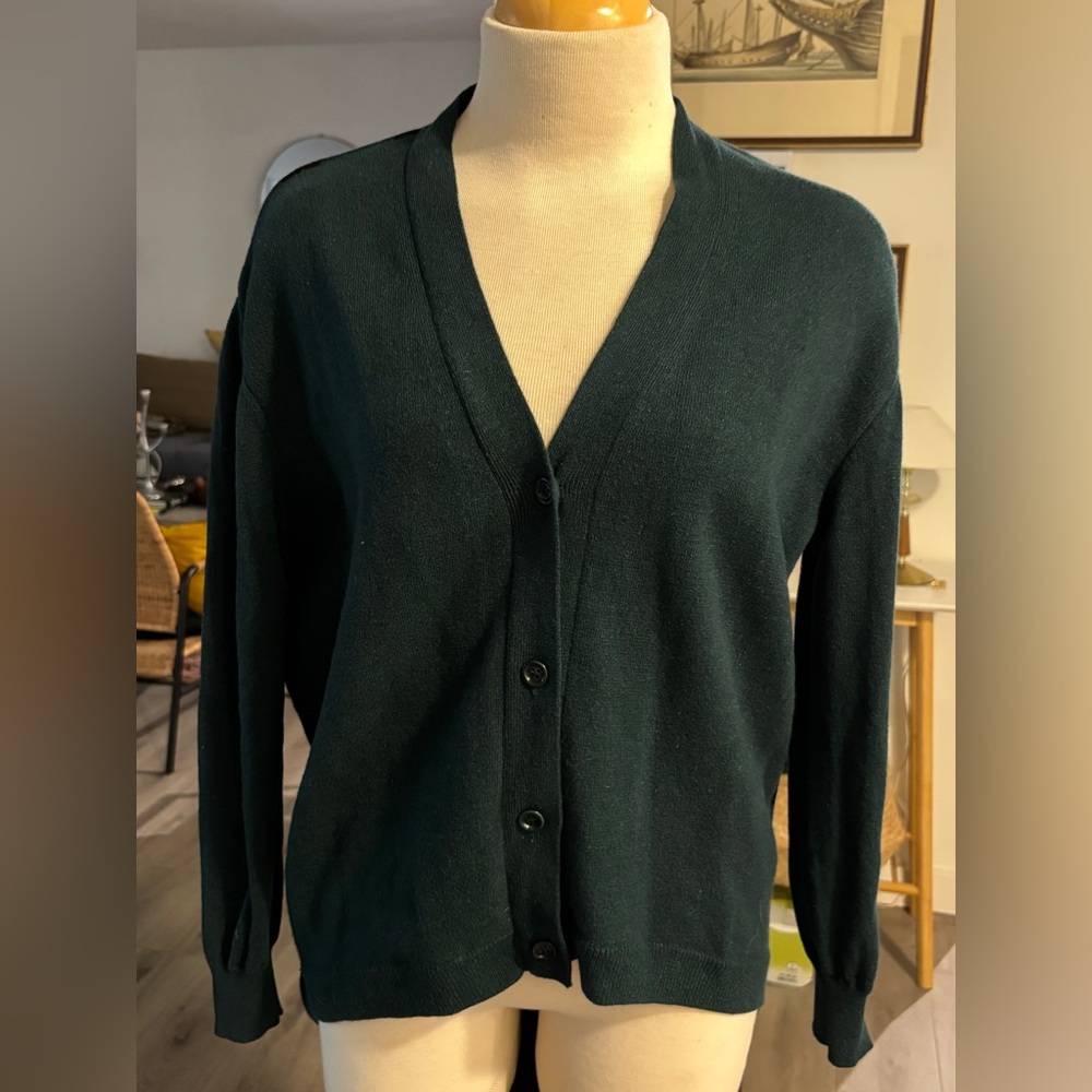Cedric Charlier Women's Dark Green Wool Cardigan Sweater. Size 42